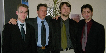 Manuel, Sven, Tomislav und Steve - fertig fr das Casino in Baden-Baden.